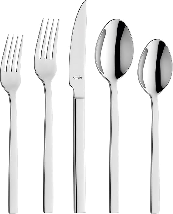 Amefa Cube Cube 20-Piece Flatware Set Silver, Set of 20