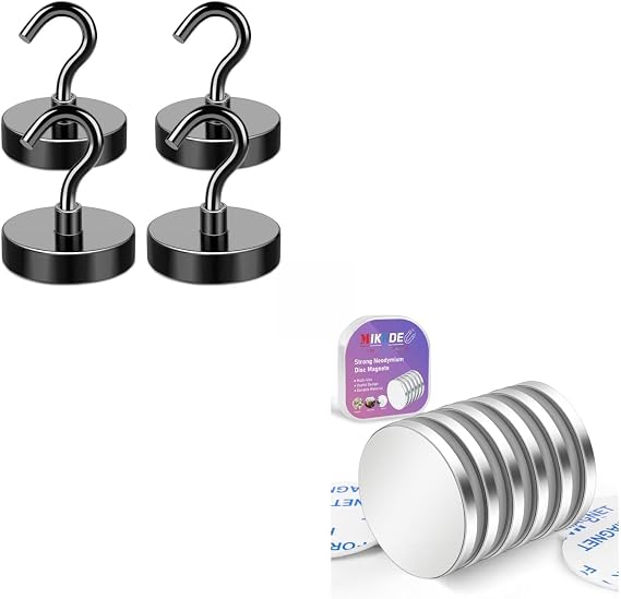 MIKEDE Magnetic Hooks Heavy Duty 4PCS Bundle with 6 Pack Magnets