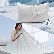 Elegear Silver Ion Cooling Pillowcase Gray 20" x 60" and Silver Iron Cooling Blanket Throw XL Gray Bundle