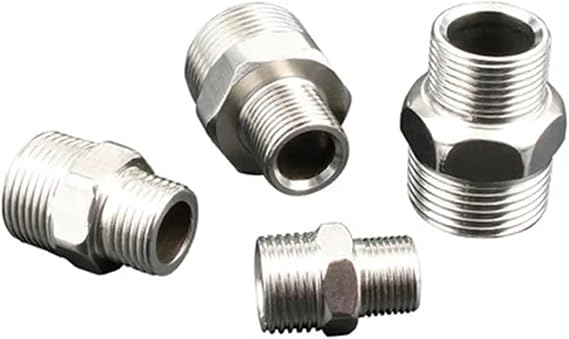 201Stainless steel butt joint reducing double outer wire direct extension 1/4 to 3/8 1/2 to 3/4 1 inch water pipe fittings(Red Wine)