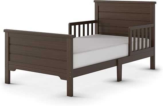 Child Craft Woodland Flat Top Toddler Bed for Kids with Guard Rails, Low to Ground Design, Made of Pinewood, Featuring Clean Lines to Match Any Decor (Brushed Truffle)