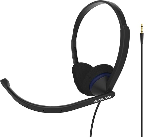 Koss CS200i Dual-Sided On-Ear Communication Headset, Black, Wired TRRS Plug