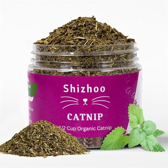 Catnip for Cats with Leaves and Flower Seeds 100% Natural and Organic Catnip Premium Cat Nip for Cats & Kittens Used as a Snack or Refillable Catnip Treats for Cats (1/2 Cup)
