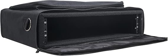 Sound Town Portable 2U Rack Bag, Soft Rack Case with 14" Rackable Depth, Plywood Rack Frame, Shoulder Strap, Accessory Pocket (STRB-216B)