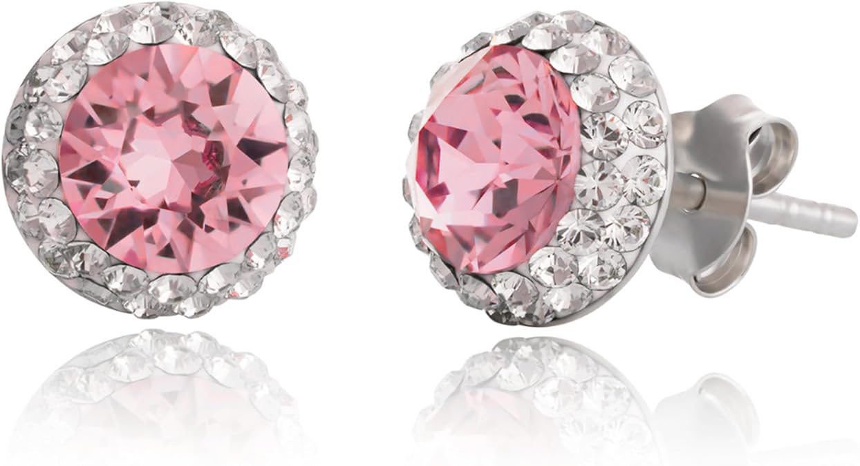 Sterling Silver Crystal Halo Stud Earrings