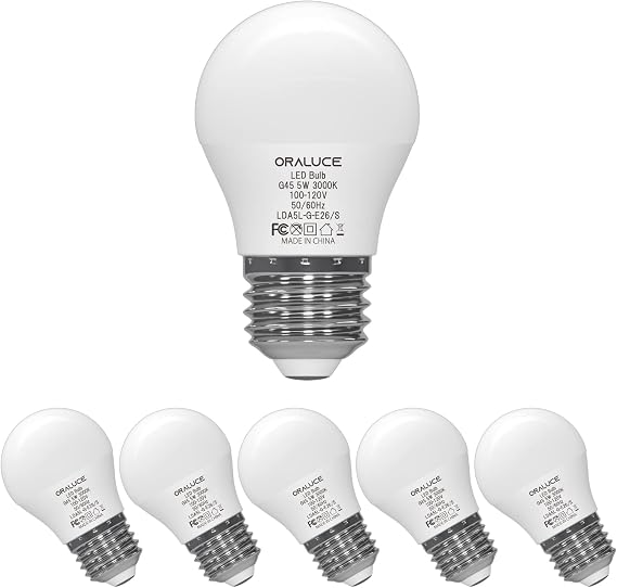 ORALUCE Refrigerator Light Bulb 40 Watt 120V, A15 5W 3000K, 6 Pack