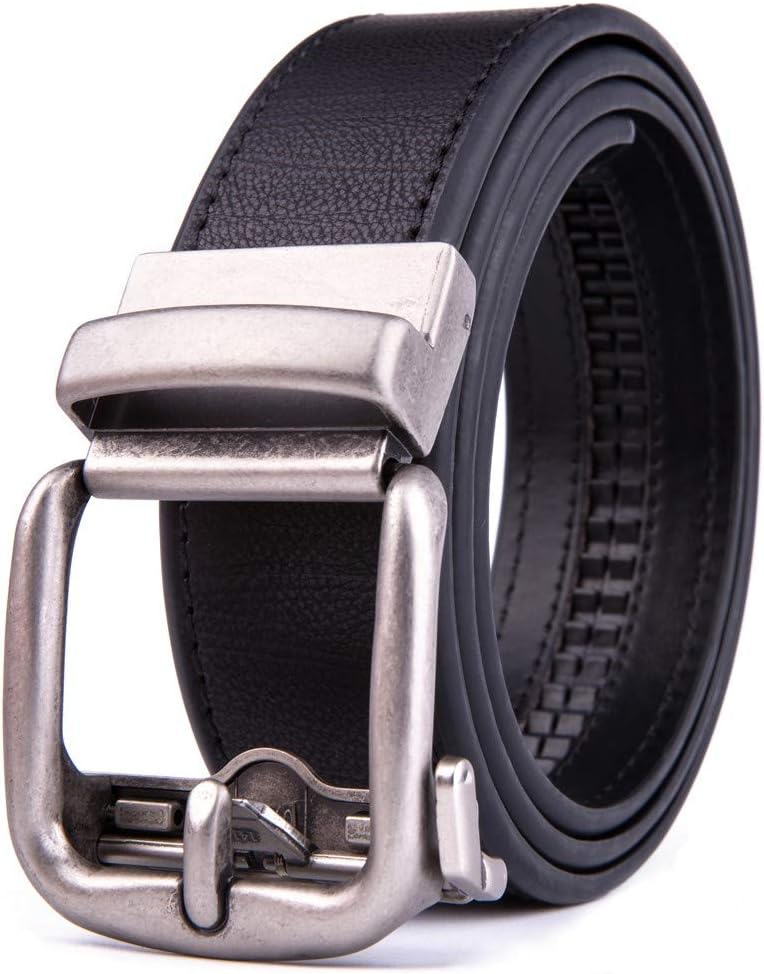 Mens Belt Leather Dress Belts Ratchet Automatic Buckle Size Customized