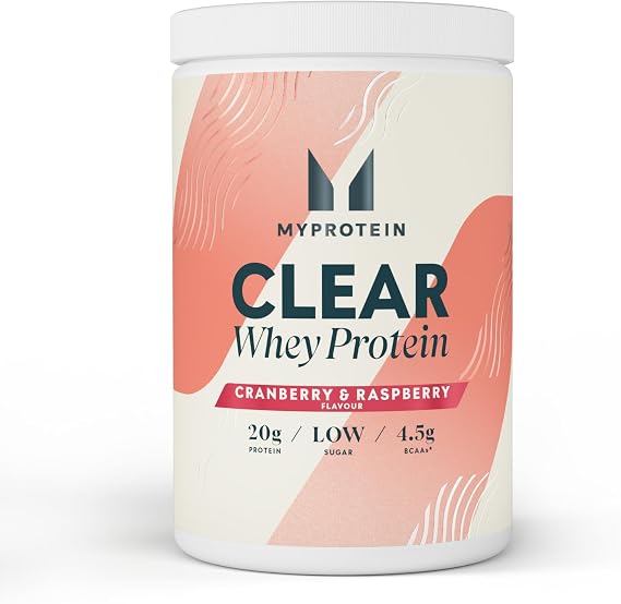 Myprotein Clear Whey Isolate Protein Powder | Cranberry & Raspberry -20 Servings | 20g Protein per Serving| Fruity Protein Juice Drink with Low Sugar | Refreshing Low-Calorie Protein Water Alternative