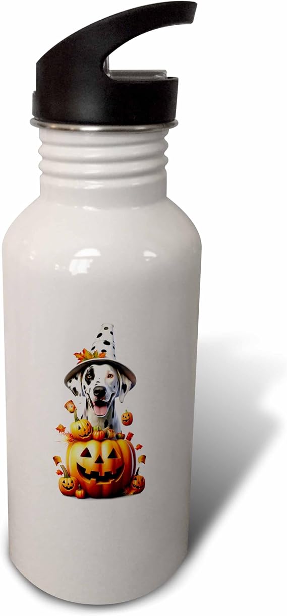 3dRose Halloween Dalmatian dressed as a magic wizard Flip Straw 21oz Water Bottle
