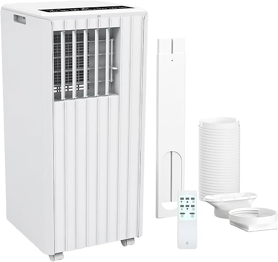 New Upgrade 8000 BTU Portable Air Conditioner - 3 in-1 AC Unit, Dehumidifier & Fan with Sleep Mode, 24-Hr Timer & Eco Mode for 350 Sq.Ft Rooms, Includes Remote & Washable Filter