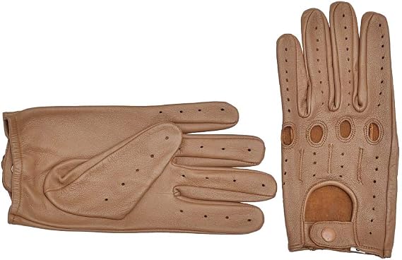 Genuine Leather Driving Gloves for Men (Saddle Brown, XX-Large)