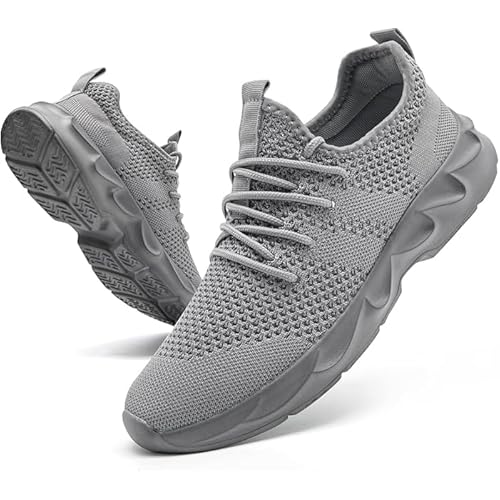 Mens Running Shoes Sneakers Tennis Non Slip Walking Gym Workout Athletic Slip On Casual Lightweight Breathable Mesh Fashion