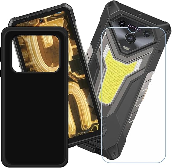 Black Silicone Cover for Ulefone Armor 34 Pro 6.95" + HD Tempered Glass