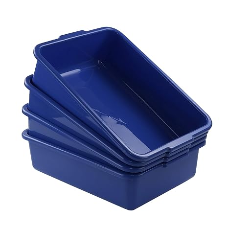 Xyskin 4-Pack Commercial Bus Tubs Box/Tote Box, Plastic Utility Tote Boxes