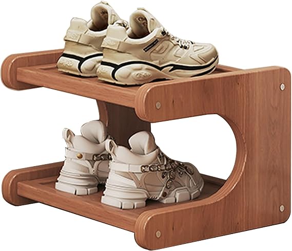 Shoe Rack, Space-Saving Shoe Storage Cabinet, Tall & Bamboo Shoe Rack, Sturdy Decorative Open Vertical Shoe Rack for Doorways, Living Rooms, Bedrooms, Hallways and More(20 cm/7.87 in(2 Tier))