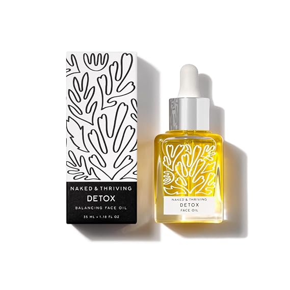 Naked & Thriving Detox Balancing Face Oil | Organic, Vegan, Natural-Derived Skin Care | For Oily and Blemish-Prone Skin | with Jojoba, Primrose and Almond Oils f(1.18 oz/35 mL)