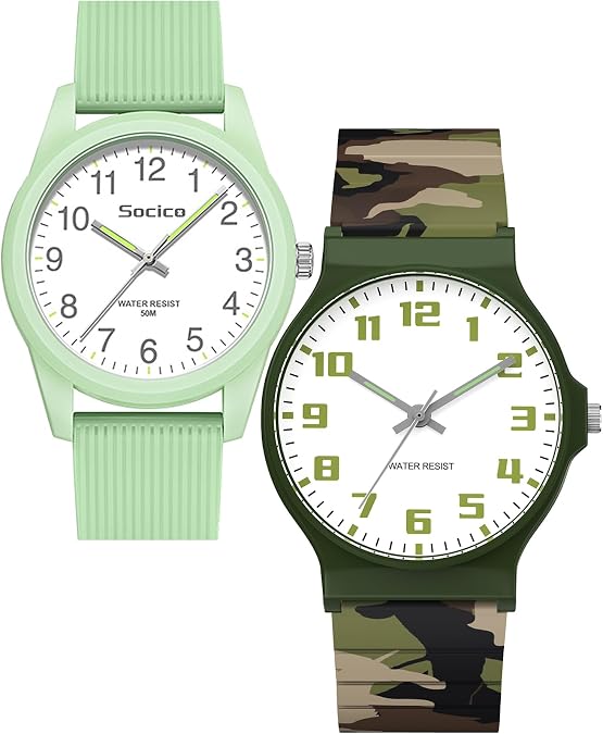 SOCICO Kids Analog Watch for Boys Girls, Easy to Read Learning Time Watch, Waterproof, Soft Band Wristwatch for Child Teens Ages 5-15, Great Gift for Kids Children