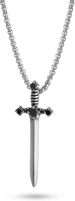 Gothic Silver-tone Sword Necklace, Emo Grunge Necklaces, Halloween Christmas New Year Jewelry Gift For Women