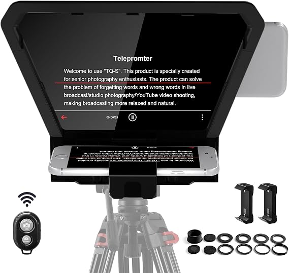 GVM Teleprompter Portable for iPad, Tablet, Smartphone & DSLR Cameras, Teleprompter Kit with Remote Control & Flexible Holder, teleprompter for Smartphone APP Compatible with iOS/Android