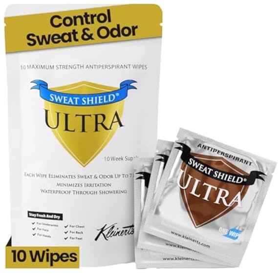 Kleinert's Antiperspirant Wipes for Men & Women, 10 Count | Reduces Excessive Sweating, Blocks Sweat & Odor, Extended Protection, Travel-Friendly