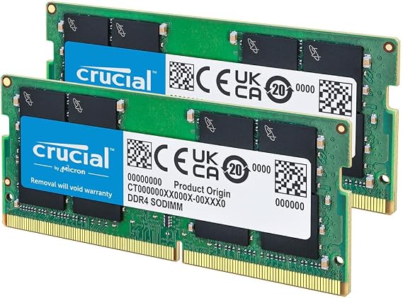 Crucial DDR4 RAM 32GB Kit (2x16GB) 3200MHz SODIMM CL22 RAM for laptop/notebook Mini PC (also 2933MHz / 2666MHz) - CT2K16G4SFRA32A