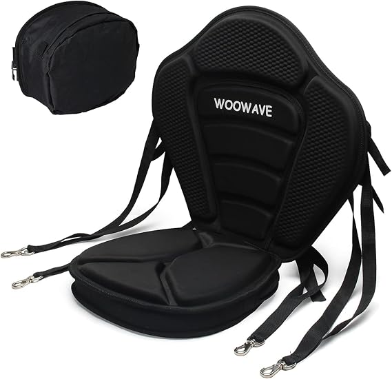 WOOWAVE Kayak Seat Padded Deluxe Paddleboard Seats Adjustable Boat Seat Cushioned Fishing Seat High Back Comfortable Backrest Support for Universal Sit