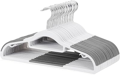 30-Pack Plastic Clothes Hangers, Space Saver, Non Slip, 360 Swivel Hook, 0.2 Inches Slim, Sturdy Heavy Duty Coat, Durable Hangers for Suits, White and Dark Gray