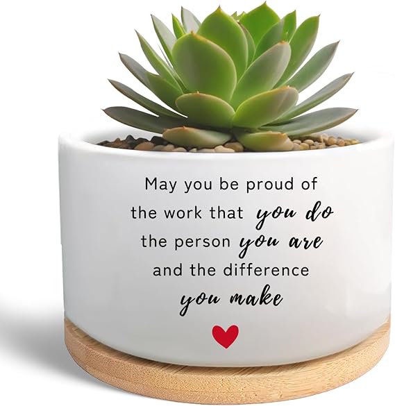 Thank You Gifts for Coworker, Plant Pot for Succulent (Plants Not Included) | Funny Flower Cactus Planter Gift, Going Away Farewell Appreciation Gifts for Women Men Boss Manager Teacher