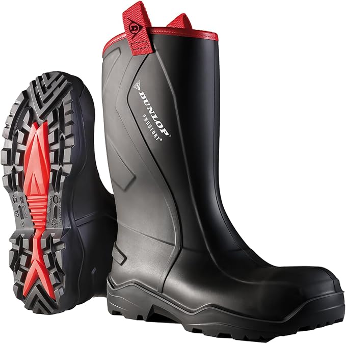 DUNLOP Purofort Rugged Full Safety Wellington Boots, Black