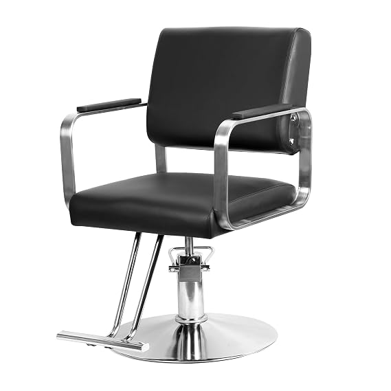 hatleues Hydraulic Barber Chair, Salon Chair for Hair Stylist, Heavy Duty Hydraulic Pump Barber Chair Height Adjustable Shampoo Spa Beauty Chair Salon Equipment Black