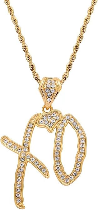 Unisex High Hip Hop XO Letter Pendant Necklace For Women Men, New 2026 Rock Rapper Fashion Cubic Zirconia Accessories Creative Jewelry Gift