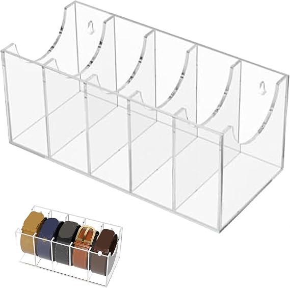 Belt Organizer, Acrylic 5 Compartment Belt Holder Multi-Functional Storage Holder for Watches, Jewelry, Makeup, Bracelets, Rings, Toys AccessoriesAcrylic Organizer