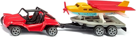 siku 1696, Buggy with Sports Aircraft, Toy Set, metal/plastic, red/yellow, with Trailer, Rubber Tires, Foldable Airplane Wings