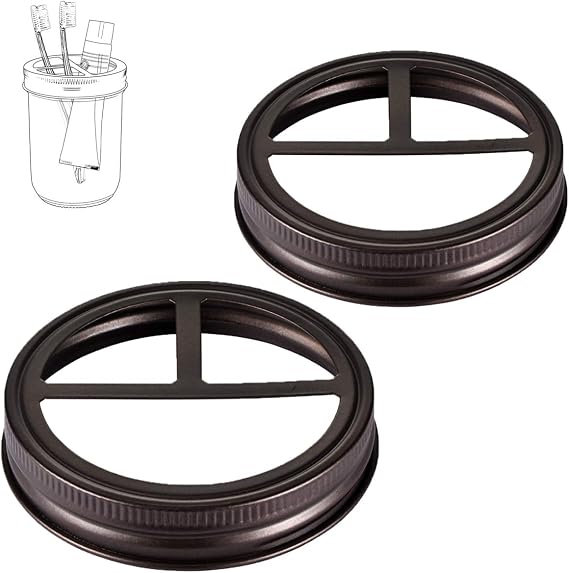 SheeChung 2 Pack Mason Jar Toothbrush Holder Lids, Wide Mouth ONLY, Bronze