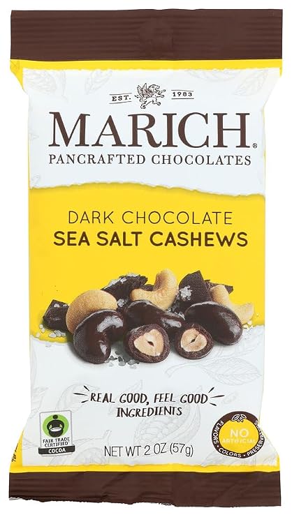 Marich Premium Dark Chocolate Sea Salt Cashews, 2.3-Ounce (Pack of 12)