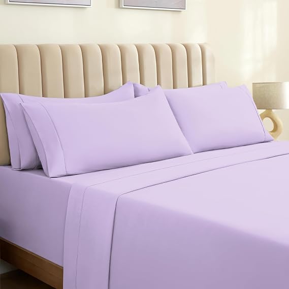 LuxClub 6 PC Queen Sheet Set, Breathable Luxury Bed Sheets, Deep Pockets 18" Eco Friendly Wrinkle Free Cooling Sheets Machine Washable Hotel Bedding Silky Soft - Periwinkle Queen