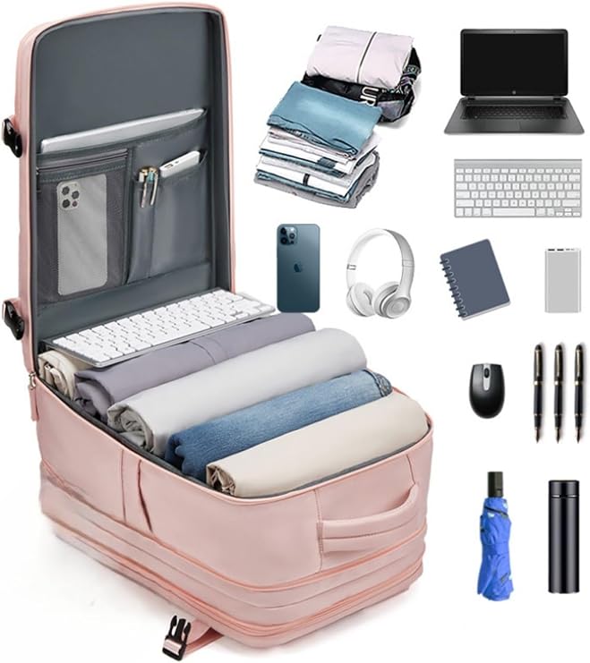 Su Geçirmez 16" inç 39L Ayakkabı Bölmeli Seyahat Sırt Çantası - Laptop Bölmeli, USB Şarj Girişli