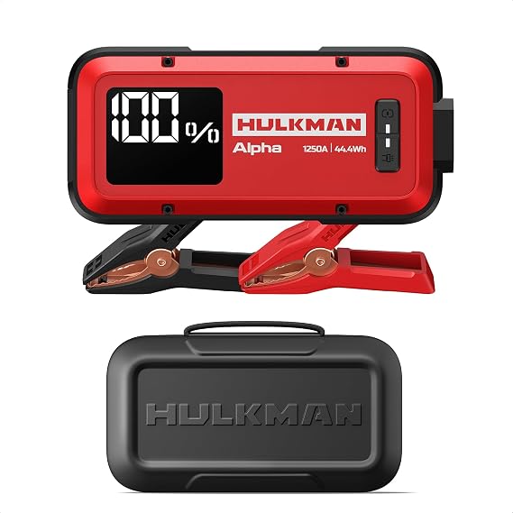 Hulkman Alpha Ultra Red, 1250A 44.4Wh Jump Starter with Alpha Bagx EVA Protection Case
