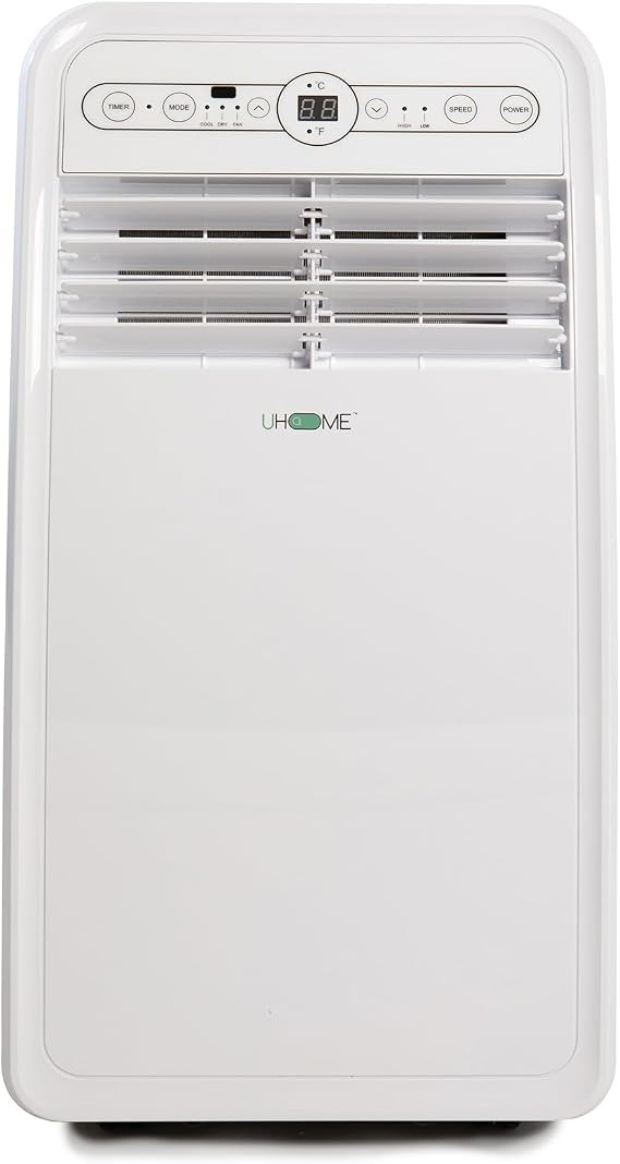 Uhome Portable Air Conditioner, 8000 BTU Compact AC Unit with Cooling, Dehumidifier, Fan, Remote Control and Window Mount Kit Included, White