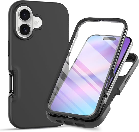 for iPhone 17 Case with Screen Protector, Black