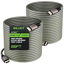 GEARit 4K HDMI Cable, (2-Pack / 25ft / 7.6m) High-Speed HDMI 2.0b, 4K 60hz, 3D, ARC, HDCP 2.2, HDR, 18Gbps - Nylon Braided Cord