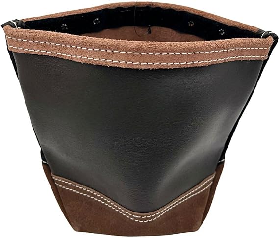 Bolt Bag with 2 Spud Wrench Holders, Wide Mouth | Ironworker Bolt Bag | Durable Oil Tan Leather | Commercial Grade Sliding Tool Belt Accessory