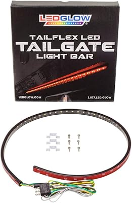 LEDGlow 36 Red TailFlex Tailgate LED Light Bar with White Reverse Lights for Jeep & SUVs - Brake, Running, Turn Signals & Hazard Lights - Flexible Waterproof Strip - Flat 4 Pin Connector