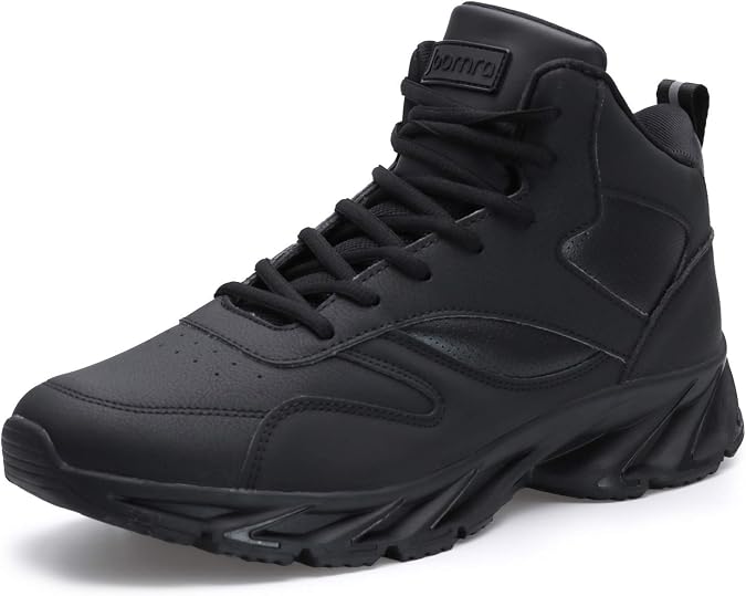 Joomra Men's Stylish Sneakers High Top Athletic-Inspired Shoes | Premium Vegan Leather Upper, Durable Rubber Outsole, Perfect Ankle Support, Ideal for Outdoor & Casual Wear