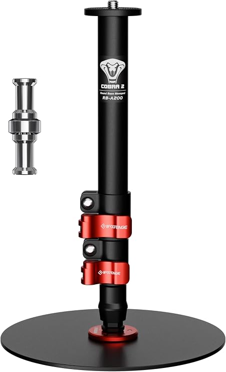 IFOOTAGE Cobra RB-A200,Round Base Monopod,Professional Camera Aluminium Monopod with Quick Adjustment Height Buckle,Compatibility DSLR Cameras Camcorders(22.05Inc)
