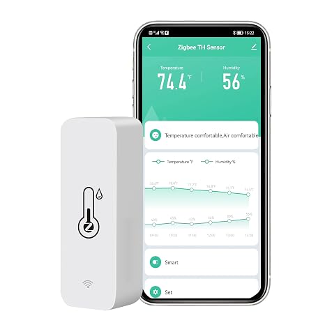 Smart Thermometer Hygrometer: Zigbee Indoor Temperature Sensor Humidity Meter with App Alert & Data Storage Export, Tuya Zigbee Hub Required, Room Temperature Monitor Compatible with Alexa (1Pack)