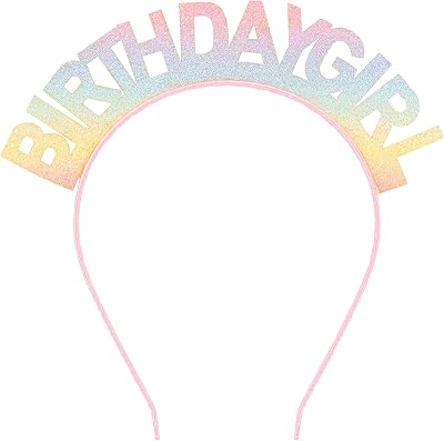 Canitor Rainbow Birthday Girl Headband Crown Tiara Hat Happy Birthday Party Decoration Favor Gifts for Women Princess