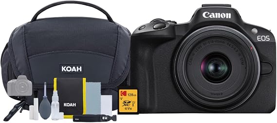 Canon EOS R50 Mirrorless Camera and 18-45mm Lens (Black) Bundle