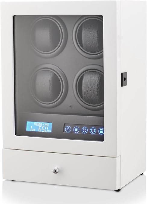 Automatic Watch Winder with LED Light, Storage Drawer and LCD Touchscreen Control