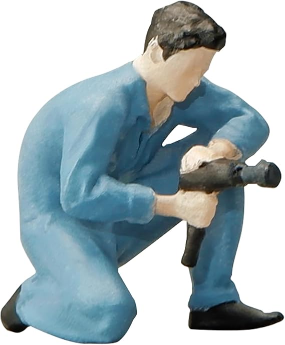 kivcmds 1:64 Scale Mini Model Trains Architectural Plastic People Figure, Squatting Photography Man, Brown